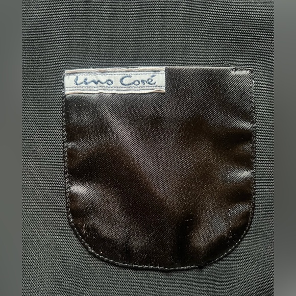 Vintage 90s Uno Core Zippered Black Sheer Top w Satin Collar & Chest Pockets M - Picture 4 of 8